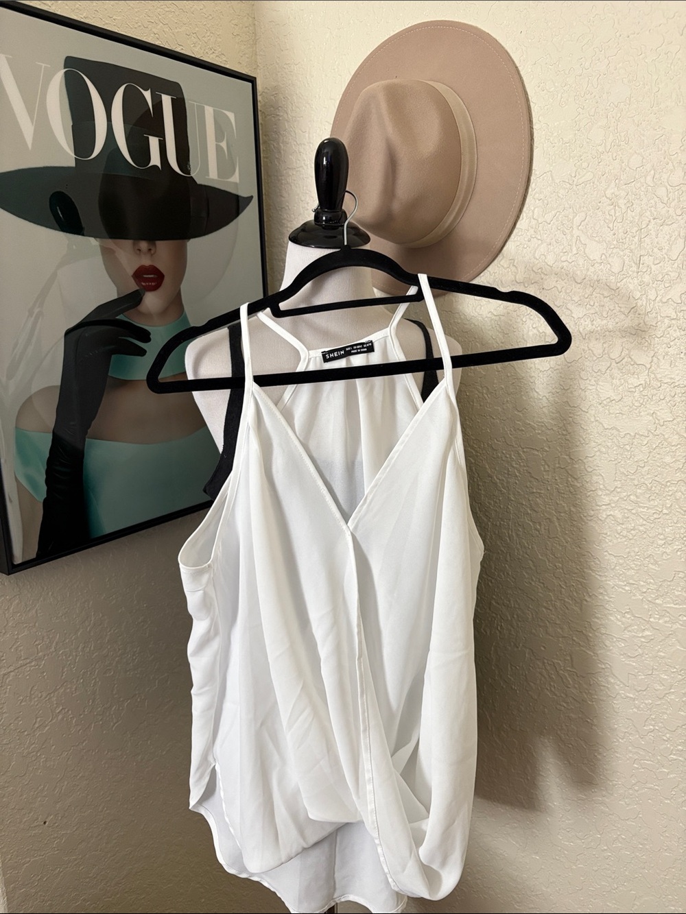 SHEIN White Draped V-Neck Spaghetti Strap Cami
